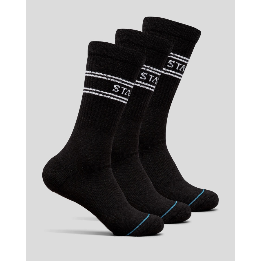 NOGAVICE STANCE BASIC 3 PACK BLACK CREW MED