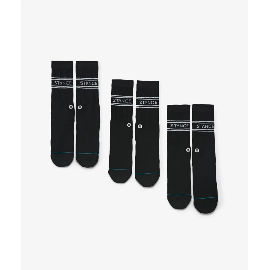 NOGAVICE STANCE BASIC 3 PACK BLACK CREW MED