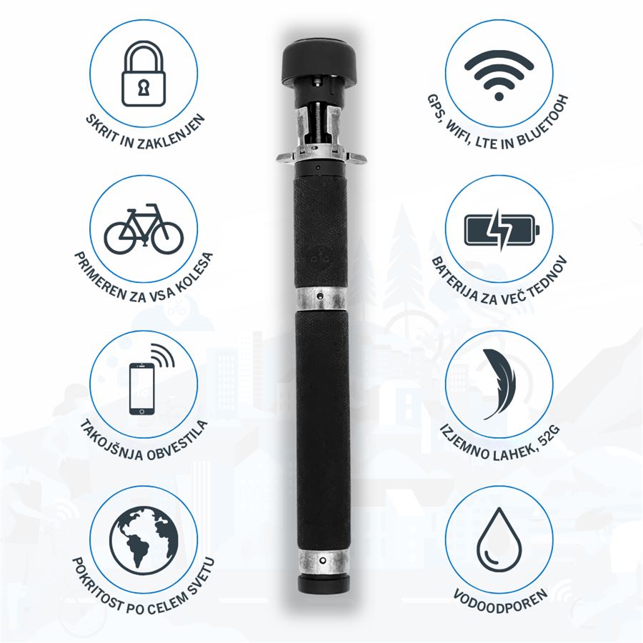 GPS sledilec BikeFinder Gen2 - proti kraji kolesa