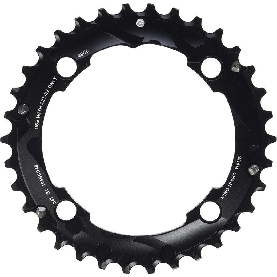 Prednji verižnik Sram MTB 34T 104 AL5 2X10 MEDIUM PIN čr