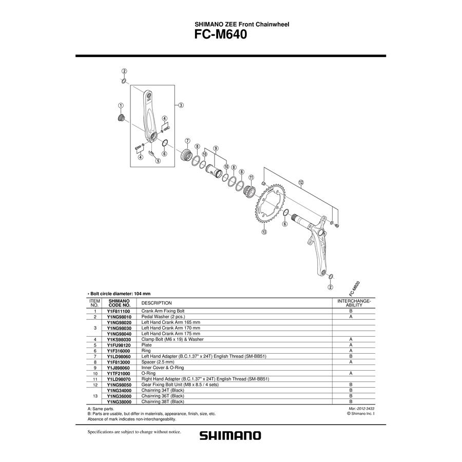 Verižnik Shimano ZEE FC-M640