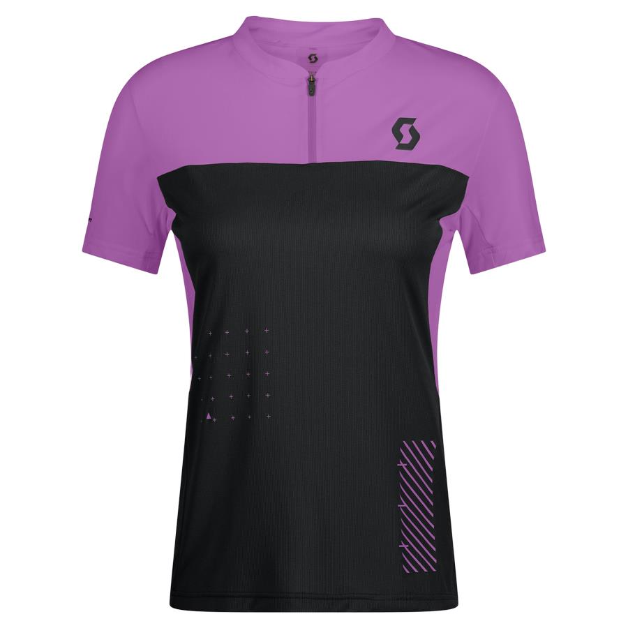 Ženska kolesarska majica SCOTT TRAIL VERTIC ZIP kr čr/vij