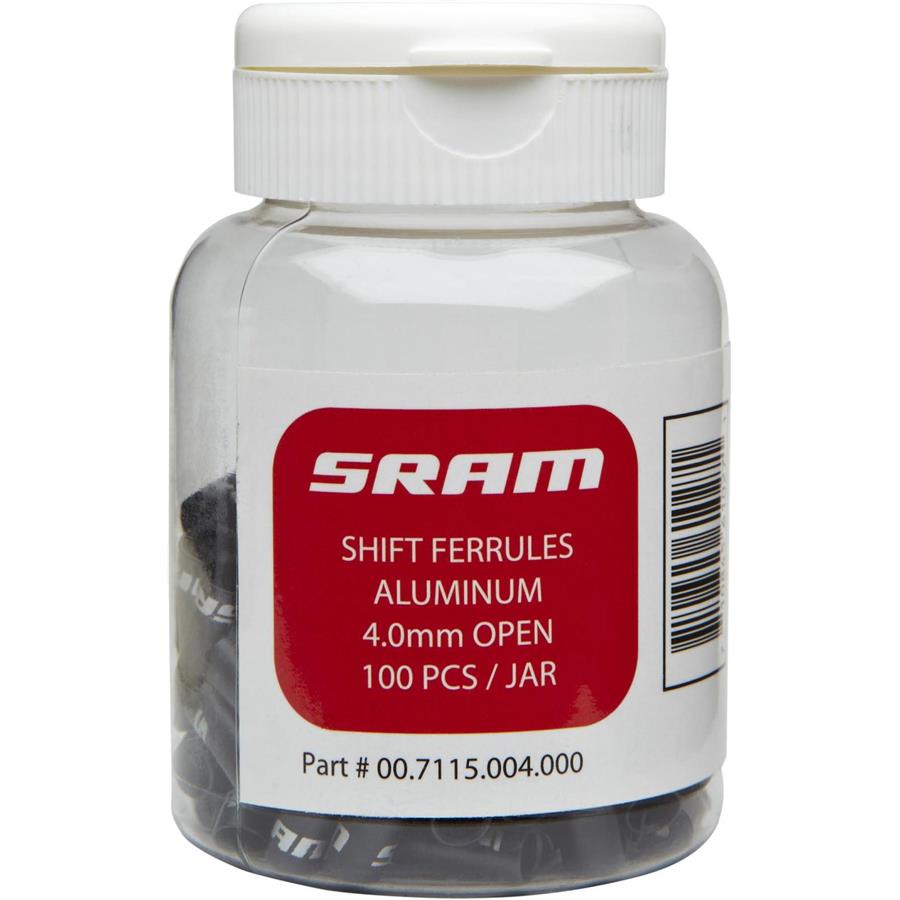 Zaključki bovdna Sram 4.0mm Aluminum Open čr 100-count Jar